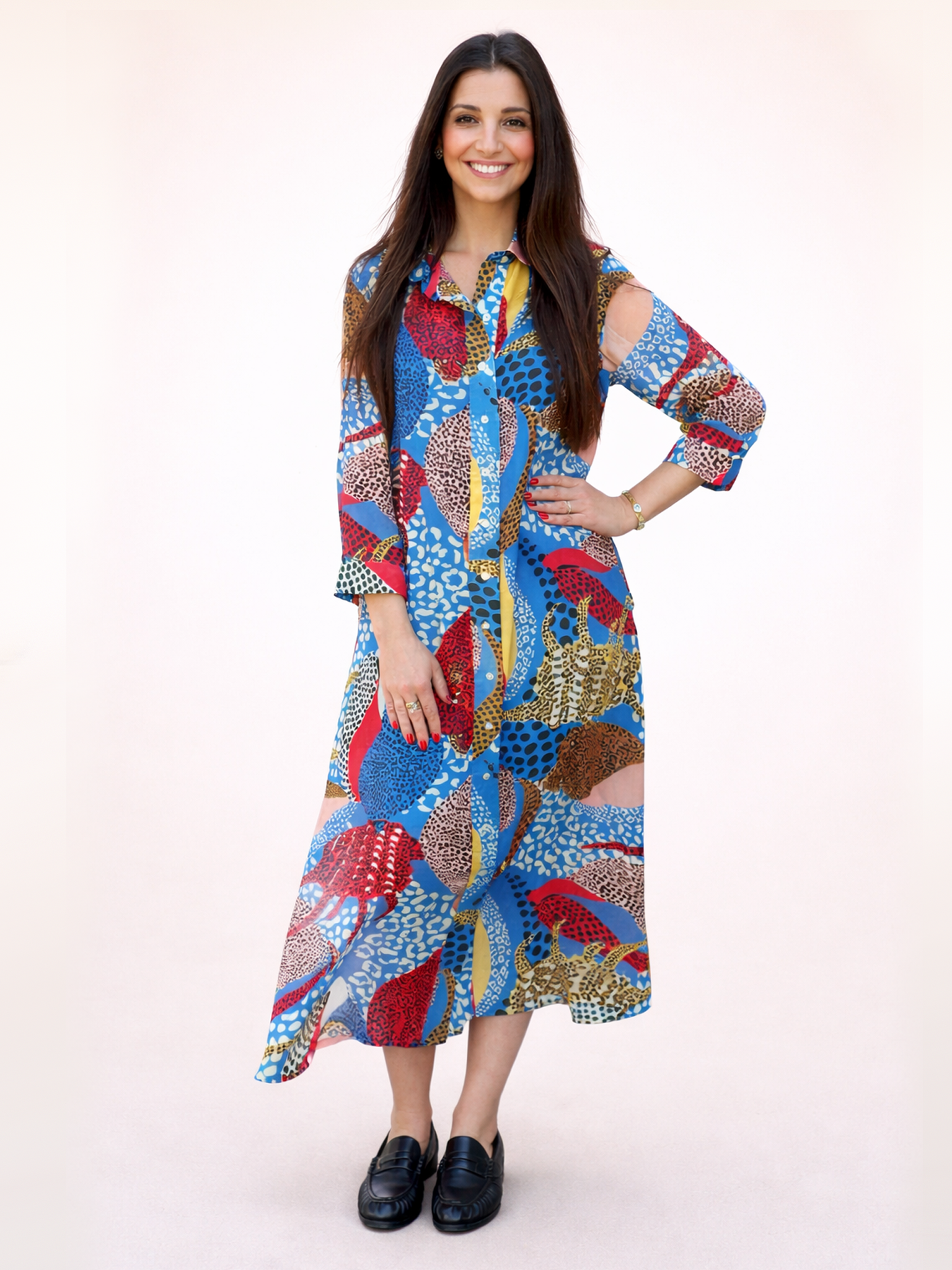 oliphant design dresses OLIPHANT Belted Shirt Dress- BORA BORA RED BORA BORA RED / L