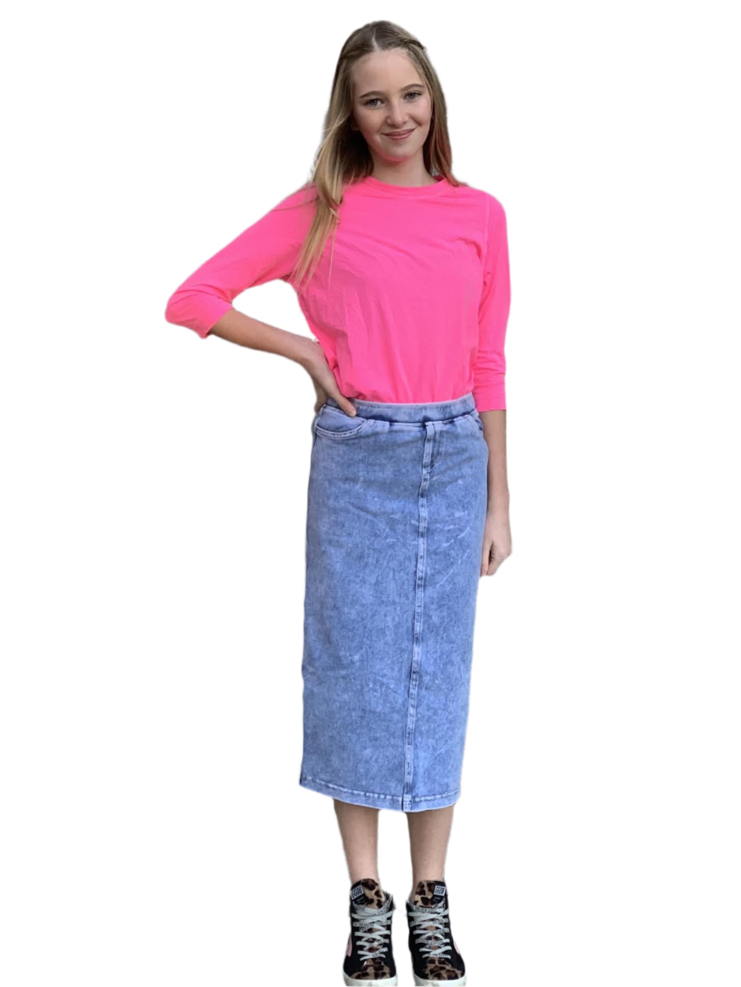 Midi Skirt Kids Blue Jean Skirt Kids Denim Midi Straight Skirt