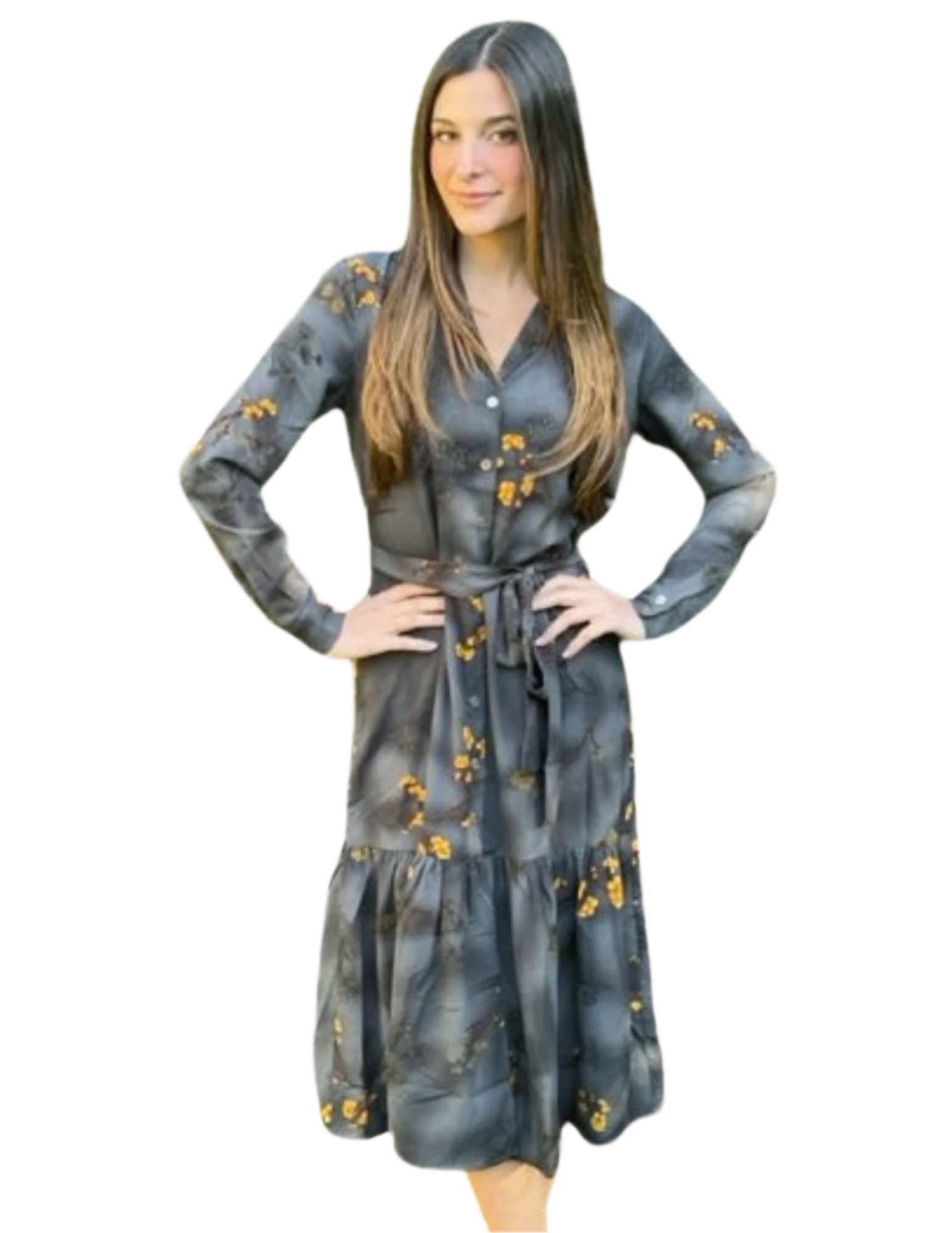 aList Single Tier Button Down Midi Dress – alist100
