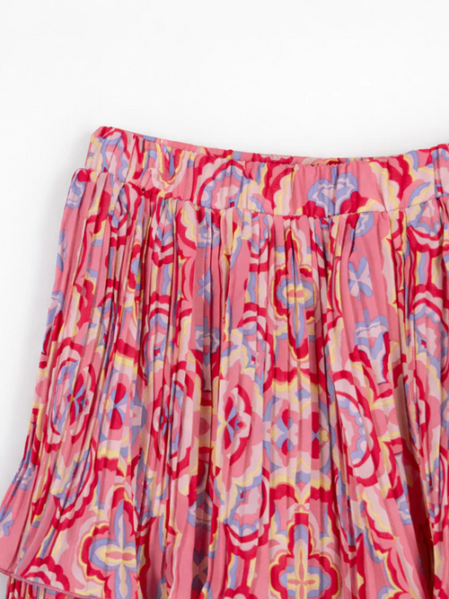 3 Tier Maxi Skirt in Coral Mosaic