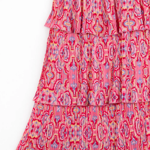 3 Tier Maxi Skirt in Coral Mosaic