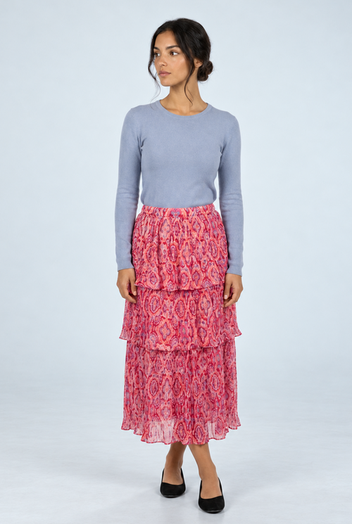3 Tier Pleated Maxi Skirt