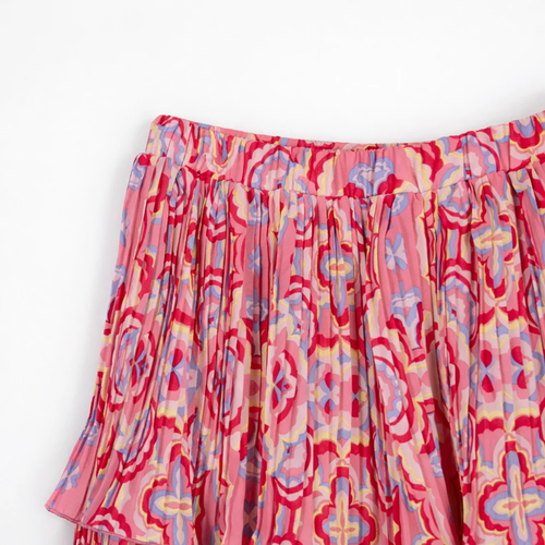3 Tier Maxi Skirt in Coral Mosaic