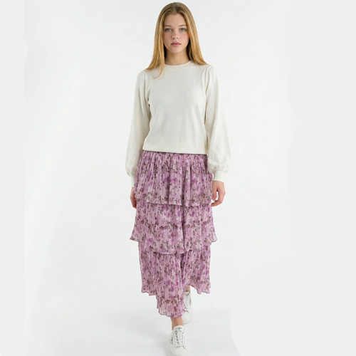 3 Tier Pleated Maxi Skirt