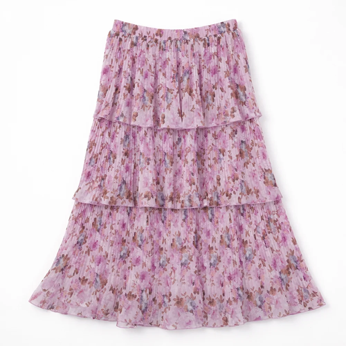 3 Tier Pleated Maxi Skirt