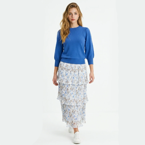 3 Tier Pleated Maxi Skirt