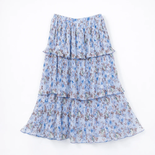 3 Tier Pleated Maxi Skirt