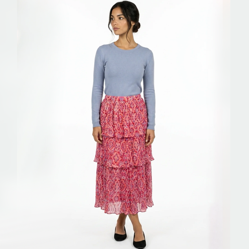 3 Tier Pleated Maxi Skirt