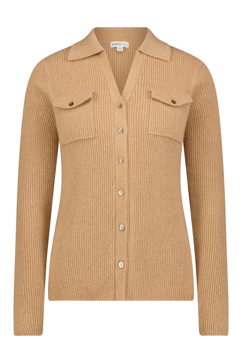 Minnie Rose Ribbed Cashmere Cardigan with pockets