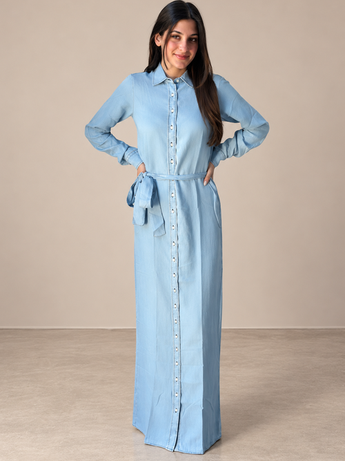 AList Button Down Chambray Denim Dress
