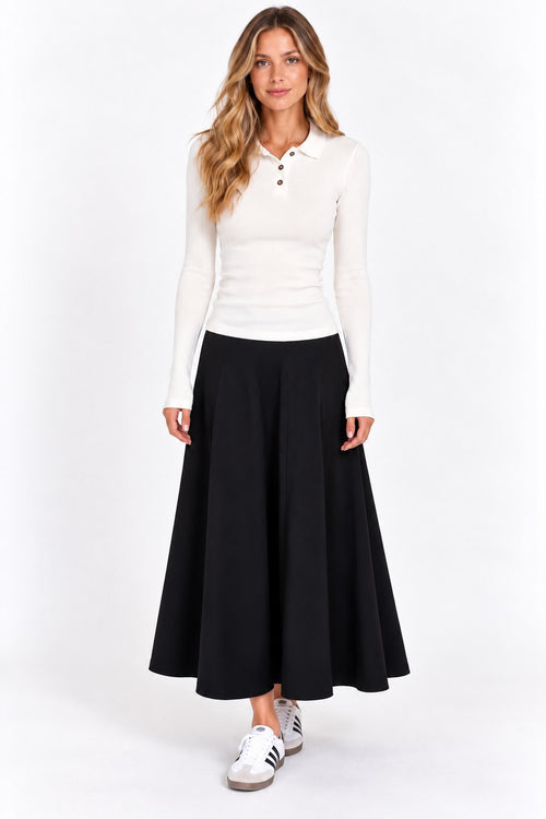 Lola skirt in Black, length A, front view