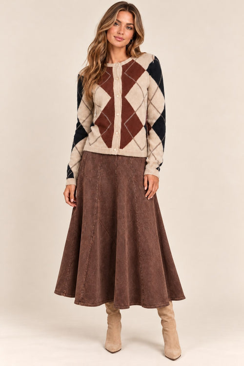 Lola skirt in Brown, length A, front view