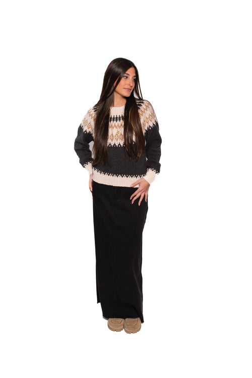 Autum Cashmere Chunky Fair Isle Crew Sweater