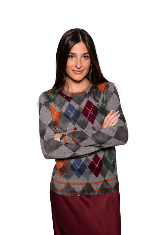 Autumn Cashmere Argyle Crew