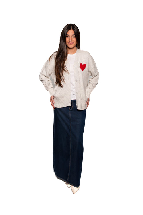 Minnie Rose Oversized Big Heart Cardigan