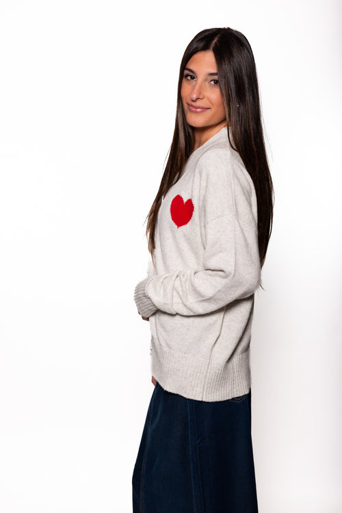 Minnie Rose Oversized Big Heart Cardigan