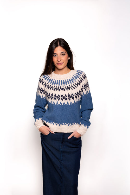 Autum Cashmere Chunky Fair Isle Crew Sweater