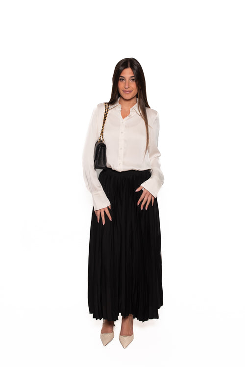 Alist Pleated Silky Maxi Skirt