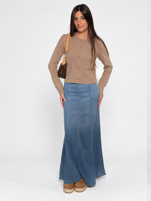 AList Fishtail Maxi Denim Skirt