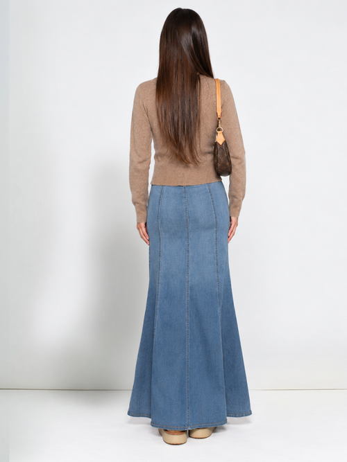 AList Fishtail Maxi Denim Skirt