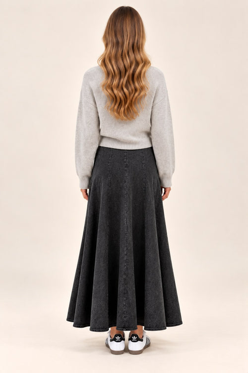 Lola skirt in Dark Grey Denim, length B, back view