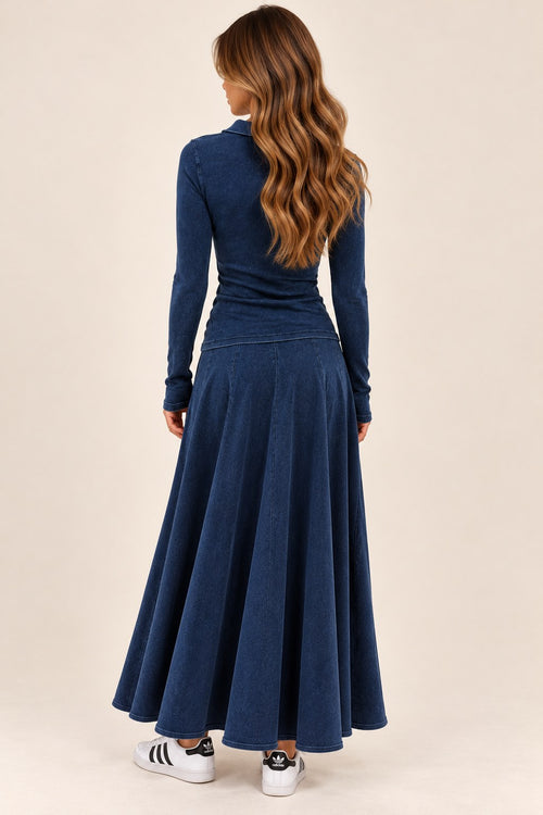 Lola skirt in Dark Denim, length B, back view