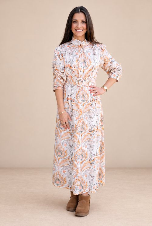 Dream Catcher Belted Paisley Print Maxi Dress