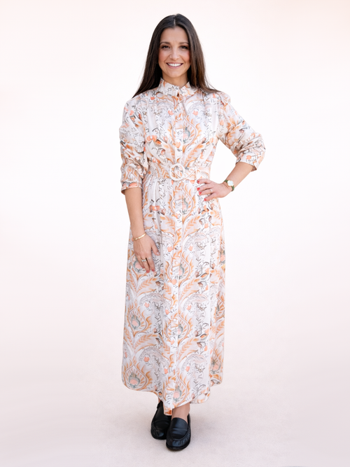 Dream Catcher Belted Paisley Print Maxi Dress