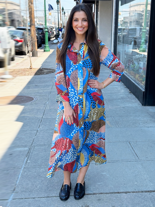 Oliphant Midi Shirt Dress Nautilus print