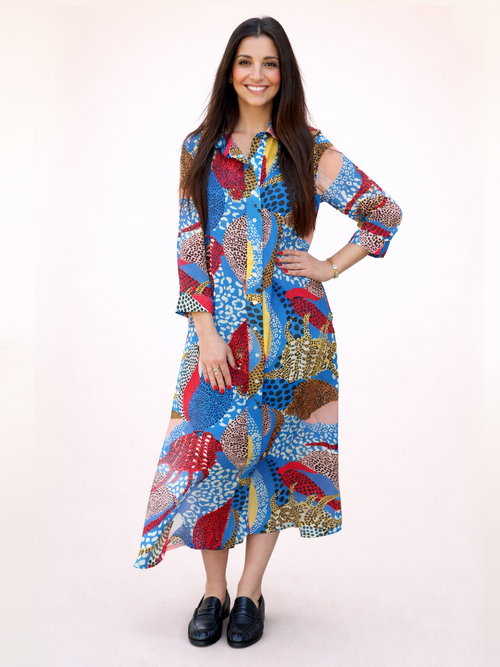 Oliphant Midi Shirt Dress Nautilus print