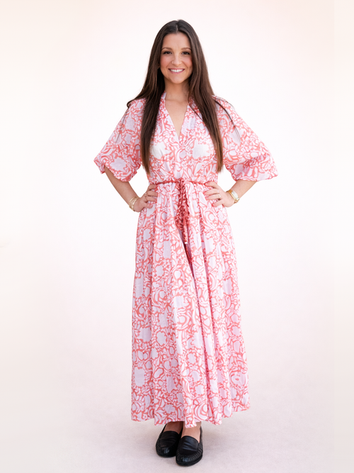 Oliphant Cuff Sleeve Tie Waist Maxi Dress