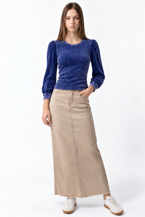 Hardtail Denim 3/4 Bubble Sleeve Top