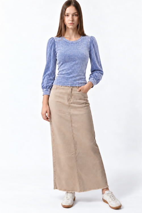 Hardtail Denim 3/4 Bubble Sleeve Top