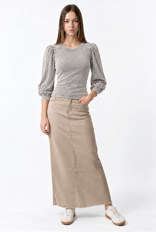 Hardtail Denim 3/4 Bubble Sleeve Top