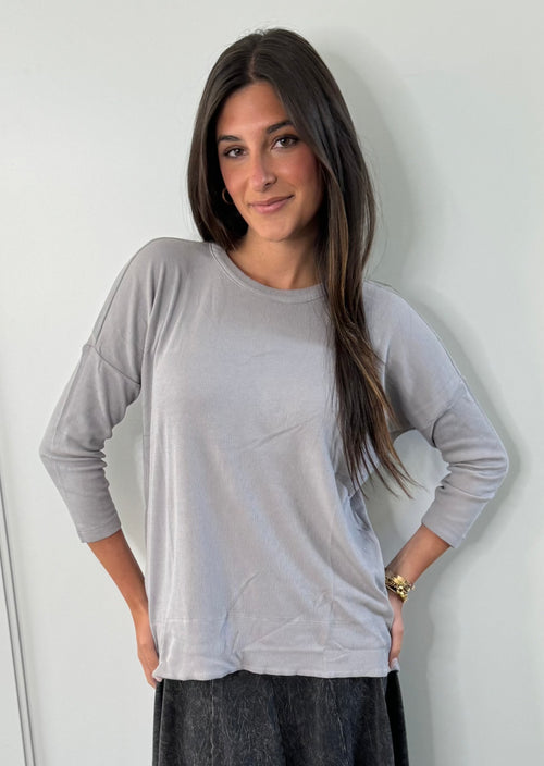 Bobi 3/4 Ribbed Boxy Tee