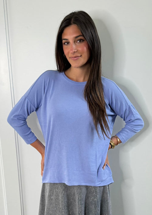 Bobi 3/4 Ribbed Boxy Tee