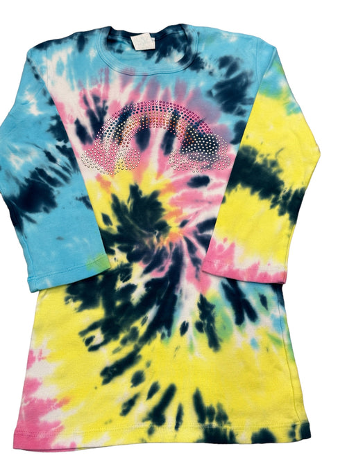 Lemon Tie-Dye 3/4 Sleeve Tee with Decals