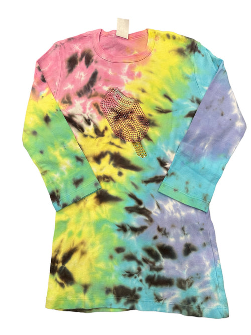 Lemon Tie-Dye 3/4 Sleeve Tee with Decals