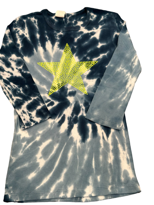 Lemon Tie-Dye 3/4 Sleeve Tee with Decals