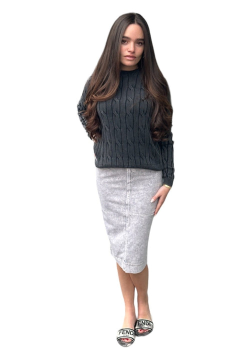 Denim Pencil Skirt With Pockets