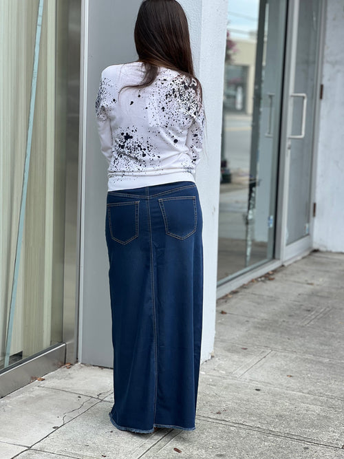 alsit Denim Maxi Skirt
