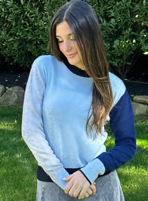 BRODIE Cashmere color block sweater
