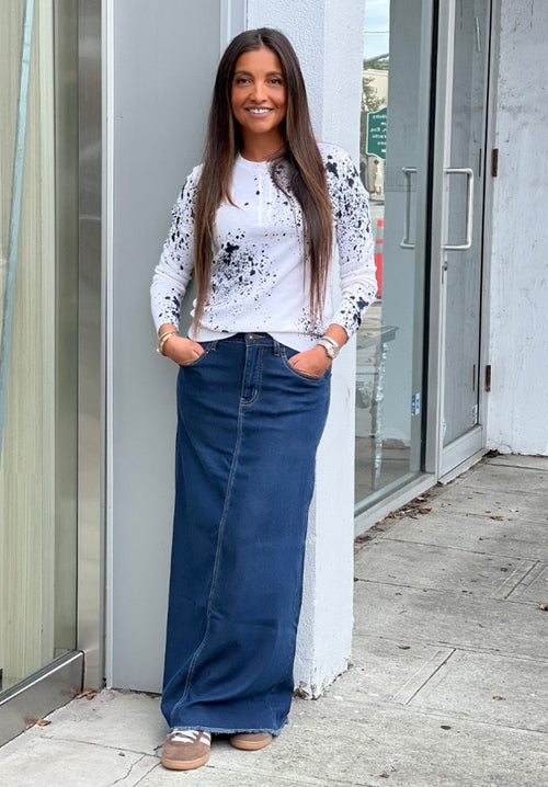 alsit Denim Maxi Skirt