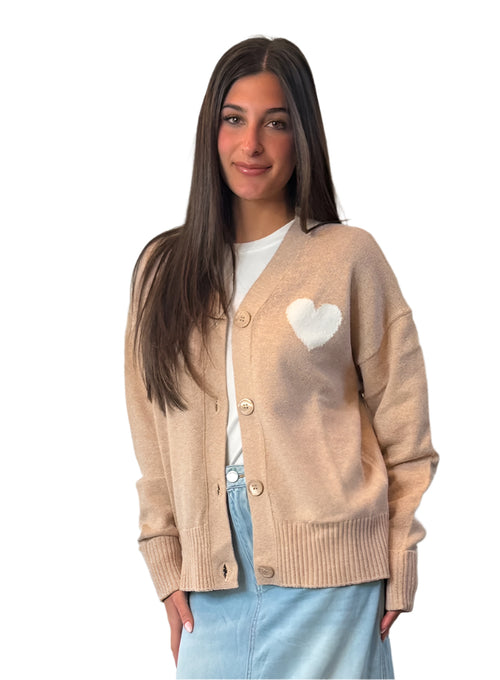 Minnie Rose Oversized Big Heart Cardigan