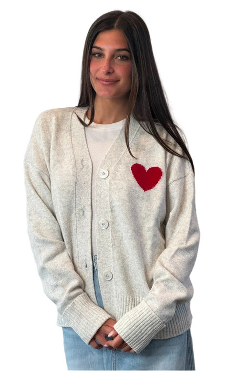 Minnie Rose Oversized Big Heart Cardigan