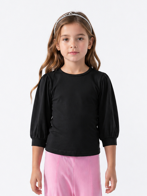 Kids 3/4 Sleeve Bubble Solid Shirt