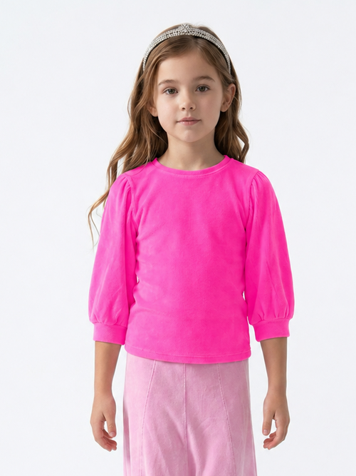 Kids 3/4 Sleeve Bubble Solid Shirt