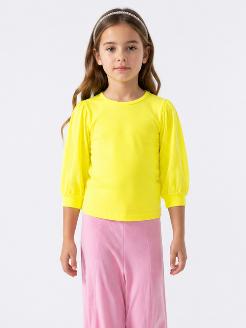 Kids 3/4 Sleeve Bubble Solid Shirt
