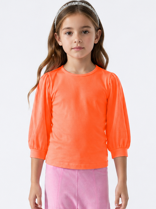 Kids 3/4 Sleeve Bubble Solid Shirt