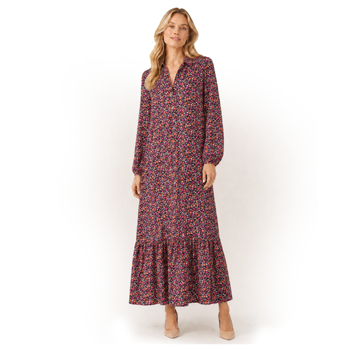 AList Button Down One Tier Maxi Dress